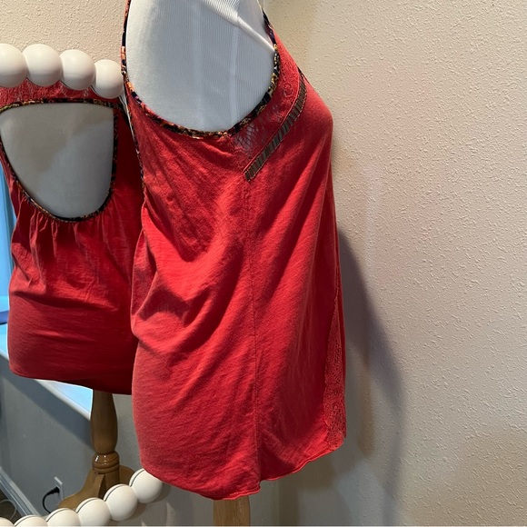 GIMMICKS BY BKE tank top size small cotton lace embellished back cutout - Picture 7 of 12